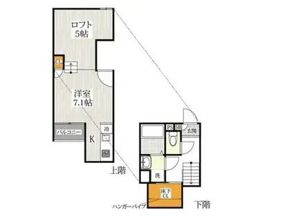 熊本市東区月出1丁目(1K/2階)の間取り写真