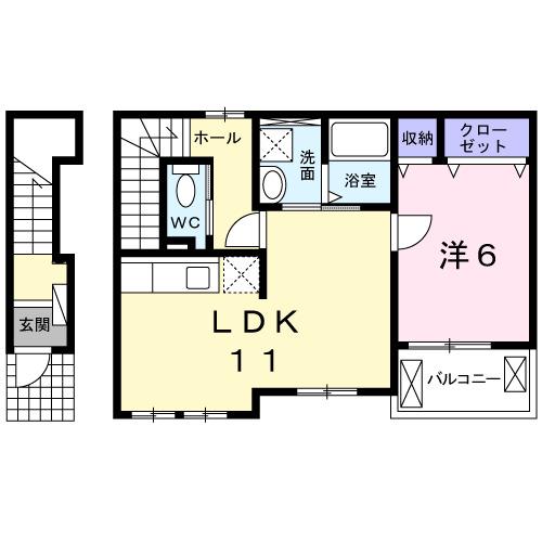 シャロン ウィンドウ(1LDK/2階)の間取り写真
