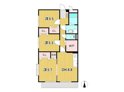 コットンアヴェニュー(3DK/4階)の間取り写真