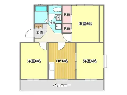 ライラックK(3DK/1階)の間取り写真