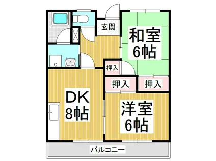 コーポコマツA・B(2DK/2階)の間取り写真