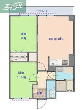 リバティー(2LDK/2階)の間取り写真