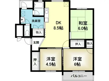 千里北町A3棟(3DK/2階)の間取り写真