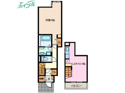 メゾン・デュ・ベル・アルブル(1LDK/1階)の間取り写真