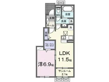 SAKURA II(1LDK/1階)の間取り写真