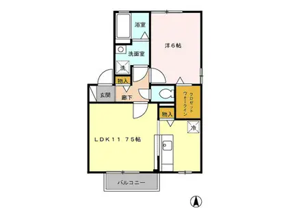 セジュールKIYO B(1LDK/1階)の間取り写真