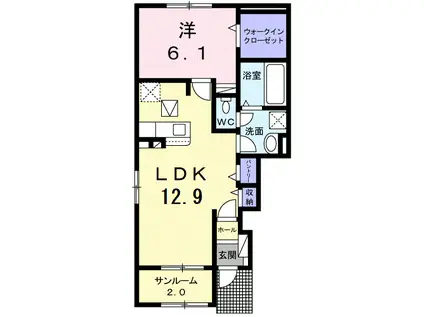 ルピナス I(1LDK/1階)の間取り写真