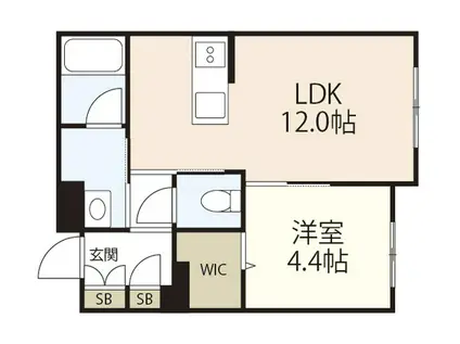 CREST PALACE(1LDK/1階)の間取り写真