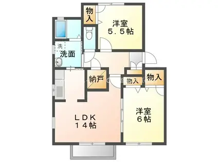 スクエアヴィレッジA(2LDK/2階)の間取り写真