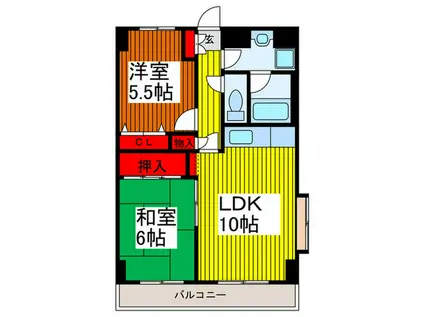 グリーンパーク ウエスト川口(2LDK/9階)の間取り写真