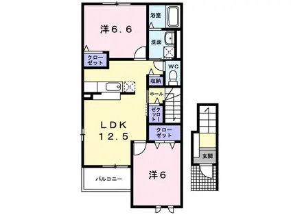 メゾンアンソレイエII(2LDK/2階)の間取り写真