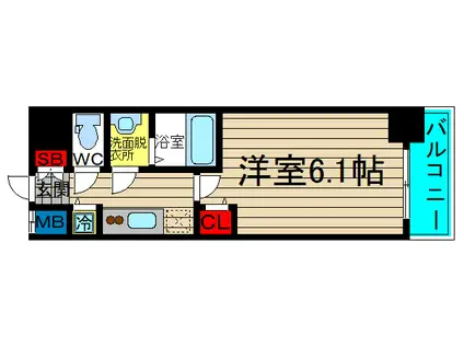 プレサンス難波駅前(1K/9階)の間取り写真