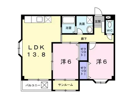 Tレックス(2LDK/2階)の間取り写真