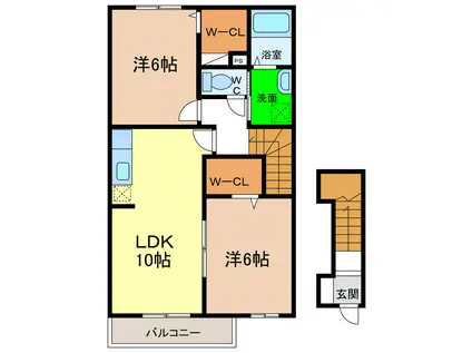 レモングラスA・B(2LDK/2階)の間取り写真