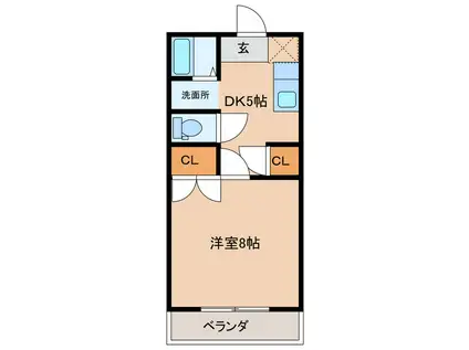 サウスタウン(1DK/1階)の間取り写真