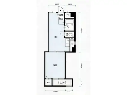 大学町マンション(1DK/7階)の間取り写真