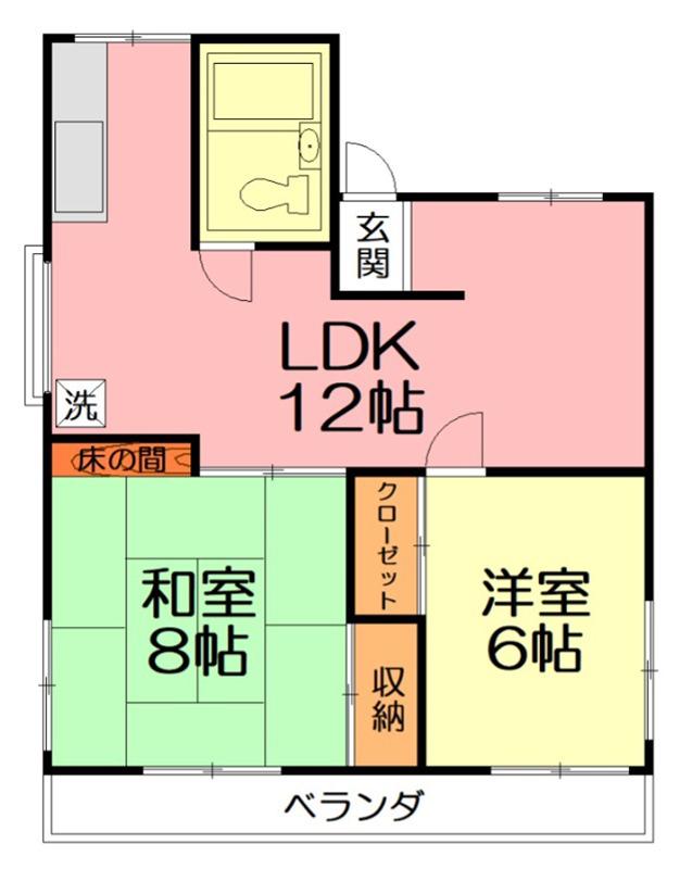 第1落合マンション(2LDK/1階)の間取り写真
