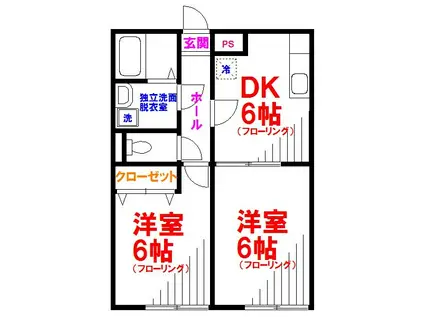 プレジール鹿島(2DK/1階)の間取り写真