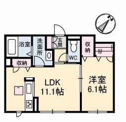シャーメゾンタウン倉敷運動公園前 D棟(1LDK/1階)の間取り写真