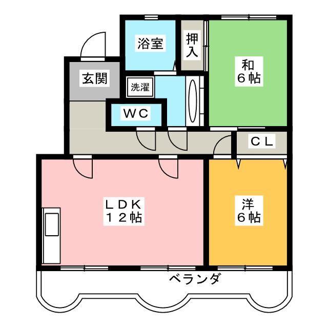 エクセルオオタケ(2LDK/1階)の間取り写真