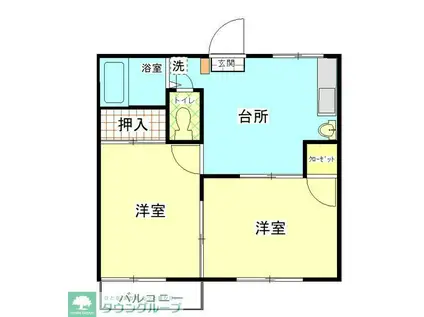 拓栄ハイツB(2K/1階)の間取り写真