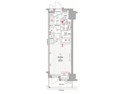 ガーラ・ヒルズ赤坂(1K/8階)の間取り写真