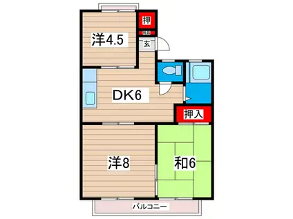 おおもりハイツ(3DK/1階)の間取り写真