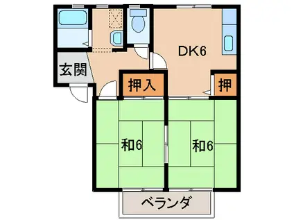 ジュネス狐島(2DK/2階)の間取り写真