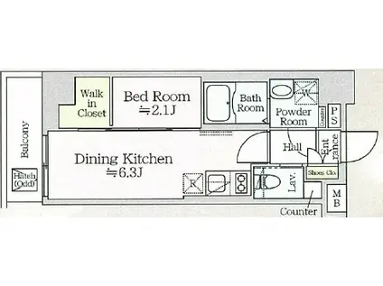 アイルプレミアム月島(1DK/8階)の間取り写真