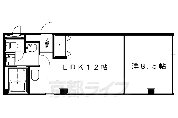 フェリーチェおかむら(1LDK/2階)の間取り写真