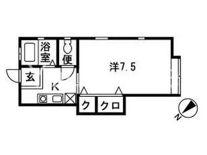 サウスウィンド(1K/2階)の間取り写真
