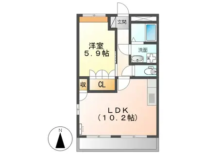 パインフロゥリッシュ(1LDK/2階)の間取り写真