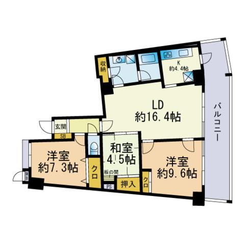 アイランドシティインフィニガーデン ノース棟(3LDK/4階)の間取り写真