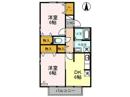 アメニティ名倉E(2DK/2階)の間取り写真