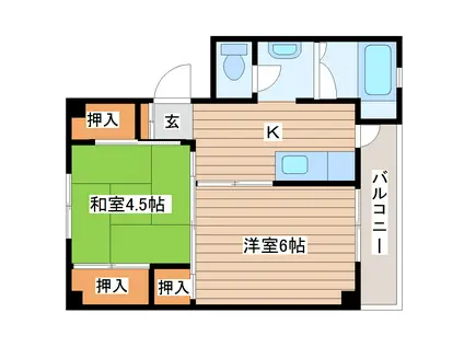 ビレッジハウス袋原2号棟(2K/1階)の間取り写真