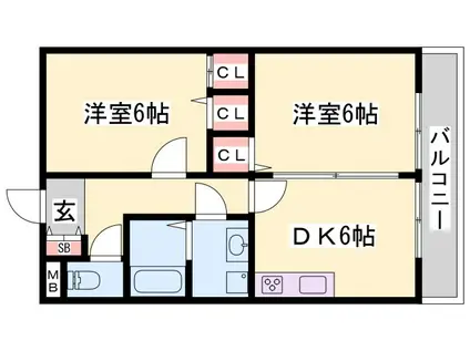 グランドゥール春日(2DK/2階)の間取り写真