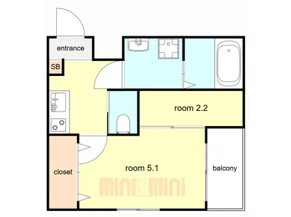 ワコーレヴィータ武庫川フロント(2K/3階)の間取り写真
