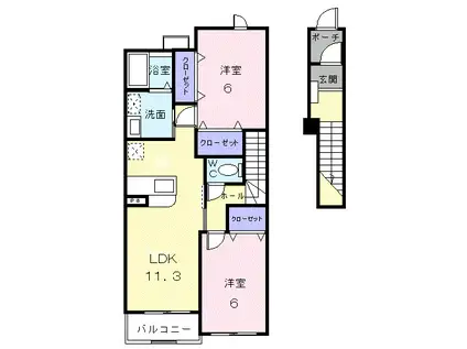 リーフレット(2LDK/2階)の間取り写真