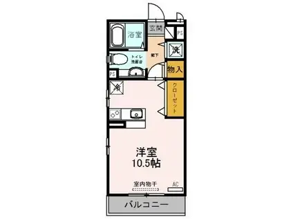 パークハイム参番館(ワンルーム/3階)の間取り写真