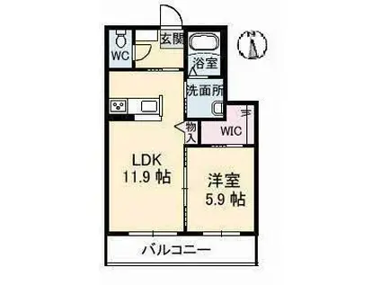 GRANTAGE 下関(1LDK/2階)の間取り写真