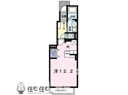 ビームス(ワンルーム/1階)の間取り写真