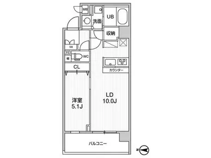 オルタナ菊川2(1LDK/2階)の間取り写真