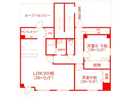 コンブロンビル(2LDK/4階)の間取り写真