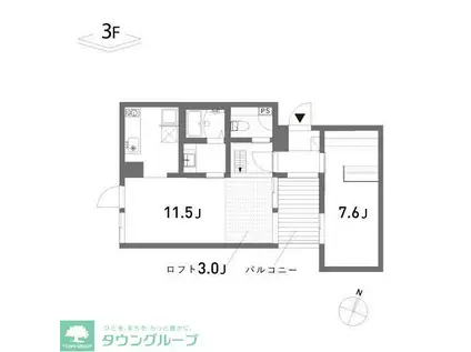 COLLAGE HOUSE(1LDK/3階)の間取り写真