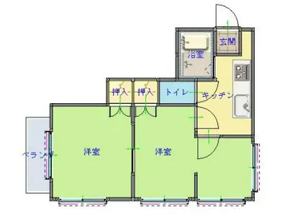 ベルハイム(2K/2階)の間取り写真