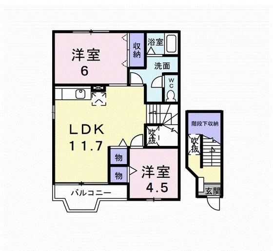 クレストール古谷(2LDK/2階)の間取り写真