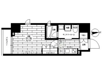 ステージグランデ新御徒町アジールコート(1K/2階)の間取り写真