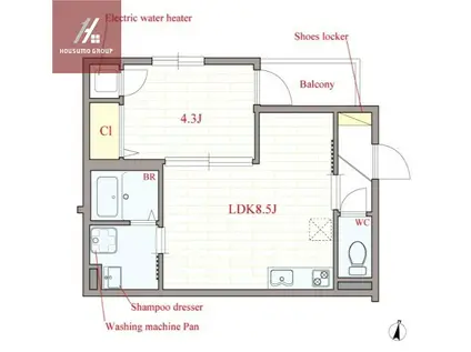 F ASECIA BONNY(1LDK/2階)の間取り写真