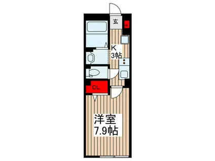 ビクロス(1K/1階)の間取り写真