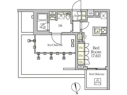 ARKMARK南品川(ワンルーム/4階)の間取り写真